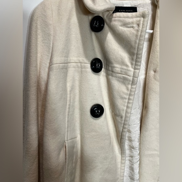 Zara Womens White Peacoat Size Medium - Picture 12 of 14